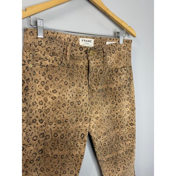 FRAME Le Crop High Waist Mini Boot Snake Print Jeans Vanilla Multi Denim 28 - Picture 4 of 13